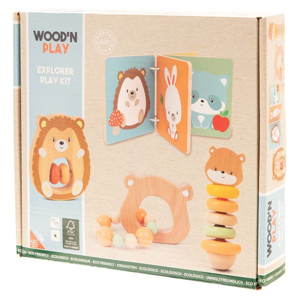 Set bebè 4 attività wood 'n' play - gioco educativo in legno naturale per sviluppo sensoriale - WOOD 'N' PLAY