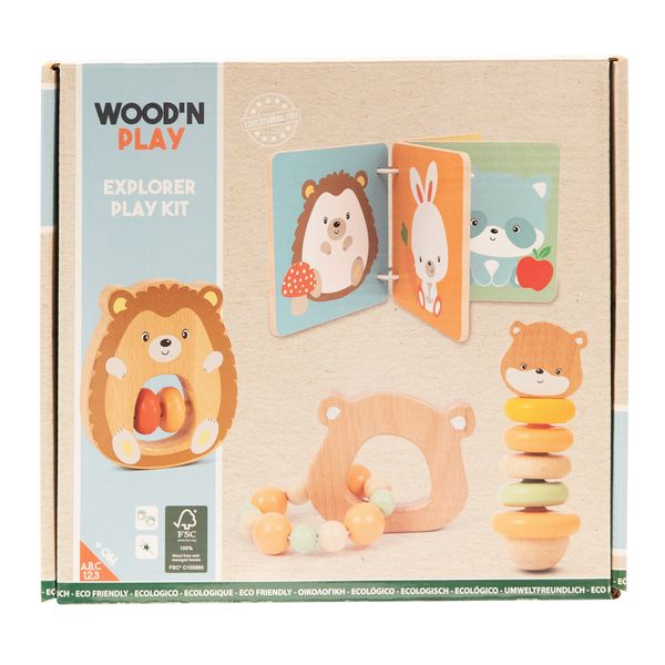 Set bebè 4 attività wood 'n' play - gioco educativo in legno naturale per sviluppo sensoriale - WOOD 'N' PLAY