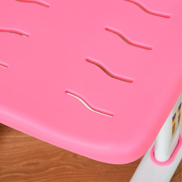Banco scuola regolabile con sedia per bambini 6-12 anni, 70x49.5x80-105 cm, rosa - 