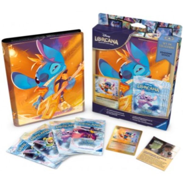 Lorcana incanto d'inverno set introduttivo da collezione - 4 booster + promo glimmer stitch + raccoglitore - RAVENSBURGER, Disney, Disney Stitch, Lorcana