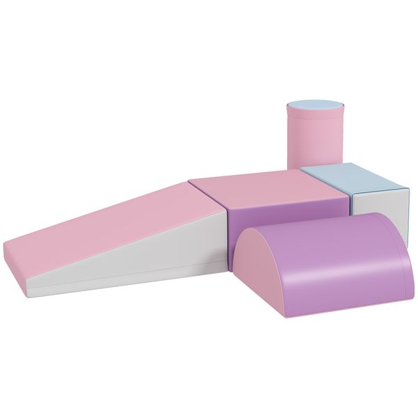 Set costruzioni morbide per bambini 1-3 anni con 5 blocchi colorati in finta pelle e schiuma multicolore - 