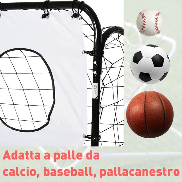Porta da calcio per bambini e adulti con rete in pe, in metallo e oxford, bianco e nero, 240x88x171.5cm - 