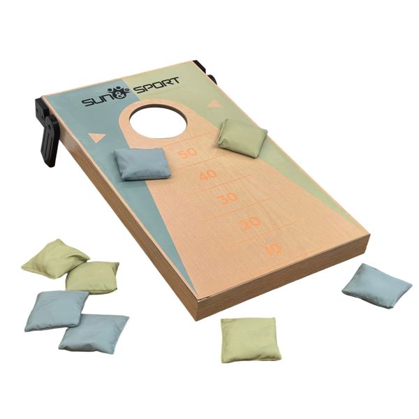 Toss game 2in1 legno double face con sacchetti - gioco lancio punti + tris, per interni esterni - SUN&SPORT