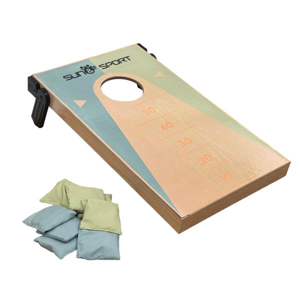 Toss game 2in1 legno double face con sacchetti - gioco lancio punti + tris, per interni esterni - SUN&SPORT