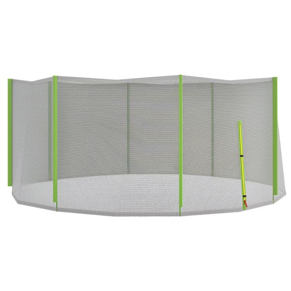 Rete di protezione per trampolini a 8 pali con ingresso con cerniera, in pe, ø366x180 cm, nero e verde - 
