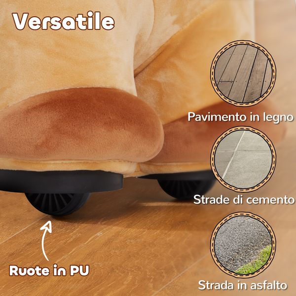 Cavallo cavalcabile elettrico 6v per bambini da 18-36 mesi con ruote in pu e musica, marrone - 