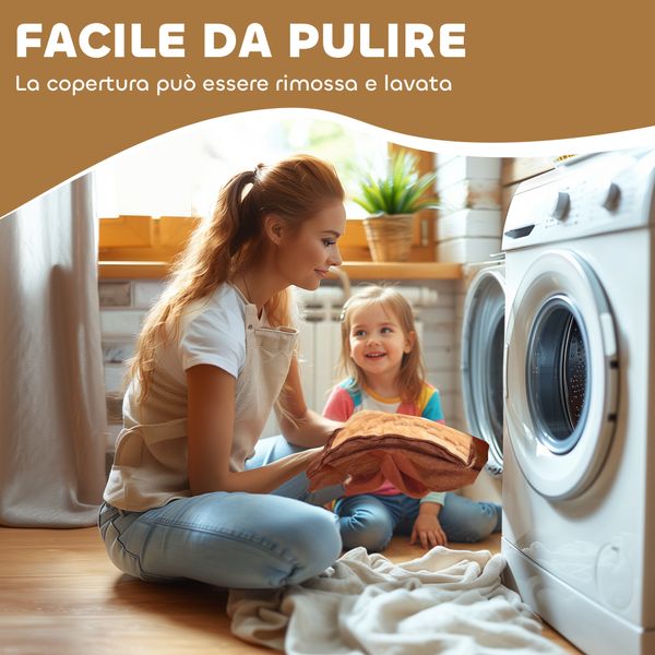 Cavallo elettrico per bambini con pedali, rotelle e suoni, in peluche e metallo, 74x34x51 cm, marrone - 
