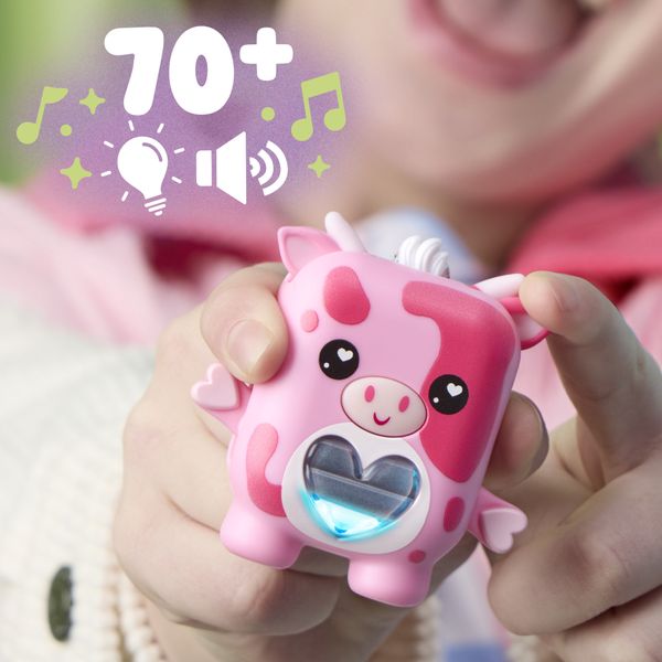 Hasbro nano-mals, mootilda la mucca rosa -  portachiavi interattivo - HASBRO GAMING