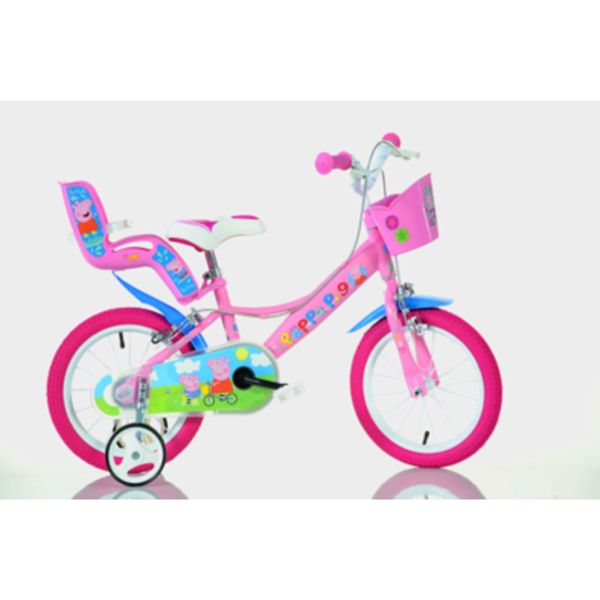 Bicicletta peppa pig 14" bambina stabilizzatori portabambola cestino made italy freno caliper - PEPPA PIG