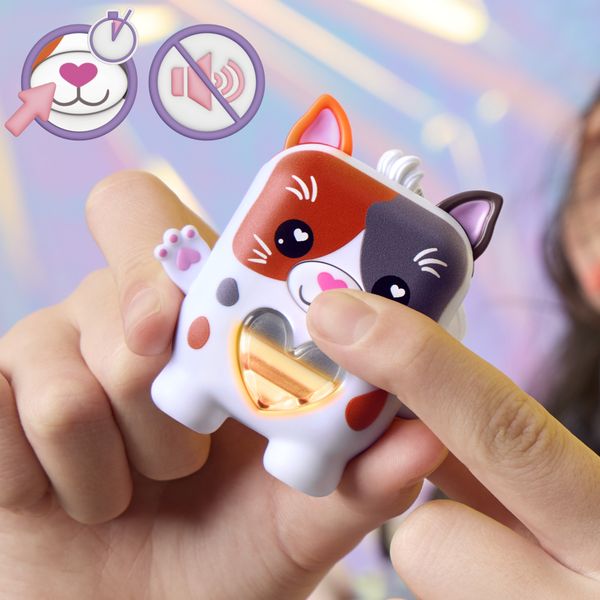 Hasbro nano-mals, purrnelope la gatta tricolore -  portachiavi interattivo - HASBRO GAMING