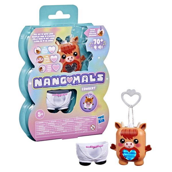 Hasbro nano-mals, cowbert la mucca highlander -  portachiavi interattivo - HASBRO GAMING