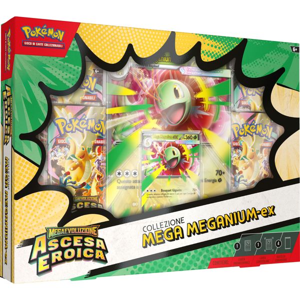 Pokémon gcc collezione mega emboar-ex, mega feraligatr-ex e mega meganium-ex dell'espansione megaevoluzione - ascesa eroica - assortito - POKEMON