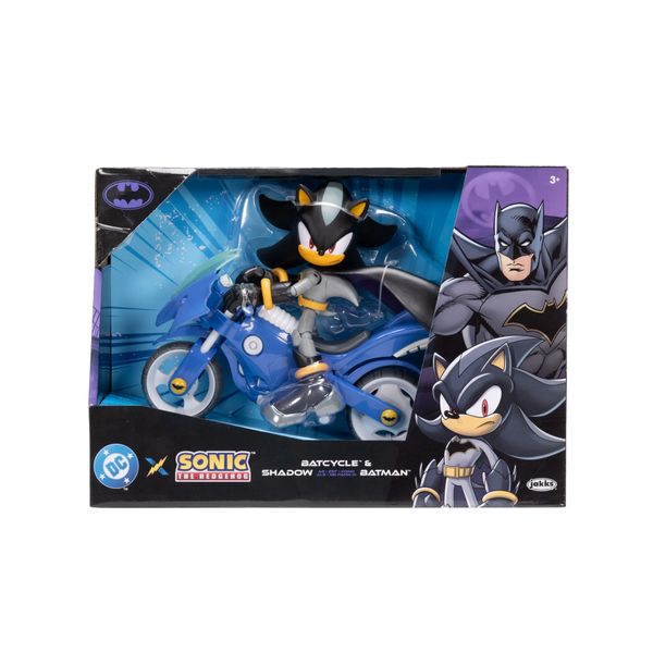 Dc x sonic - personaggio di shadow 13 cm con batcycle - BATMAN, DC COMICS, Sonic