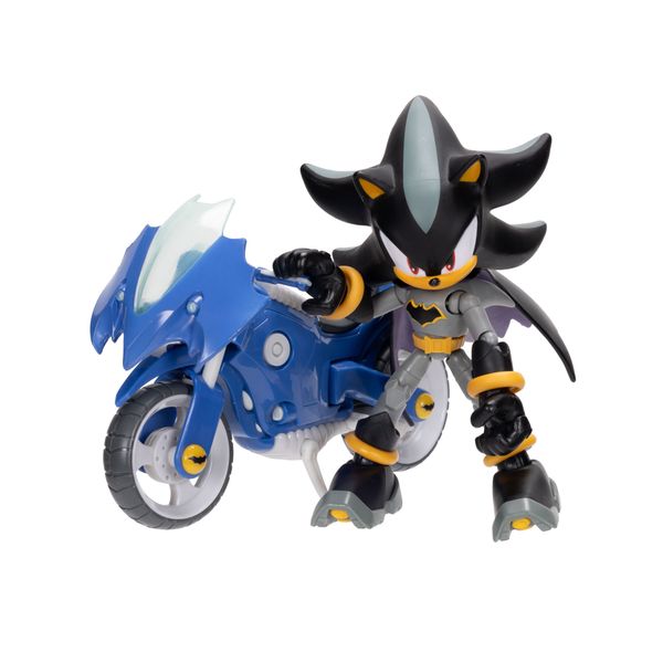 Dc x sonic - personaggio di shadow 13 cm con batcycle - BATMAN, DC COMICS, Sonic