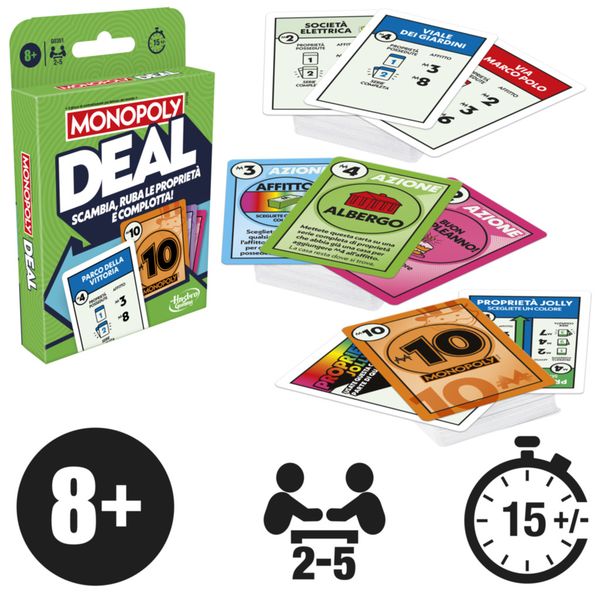 Monopoly deal – gioco da tavolo per famiglie e amici, divertente e coinvolgente - MONOPOLY