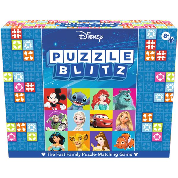 Disney puzzle blitz – gioco da tavolo per bambini 8+ e famiglie – sfida di velocità, logica e osservazione – 100 sfide, 4 livelli – per 2-4 giocatori - Disney