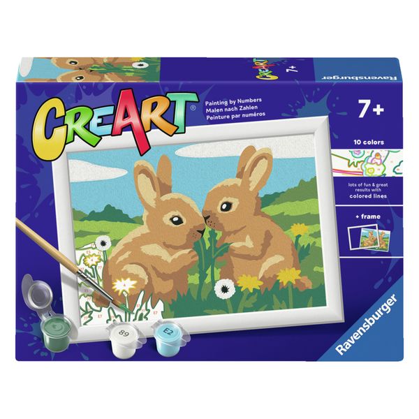 Ravensburger - creart serie e: bunny friends, dipingere con i numeri per bambini 7+ anni - CREART, RAVENSBURGER