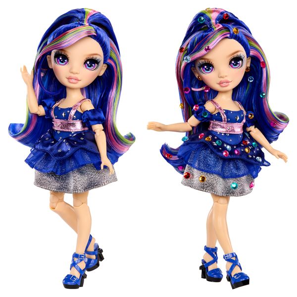 Rainbow high be dazzling - genevieve bleue - bambola fashion blu da 28 cm con decori, gemme scintillanti e accessori per lo styling - Rainbow High