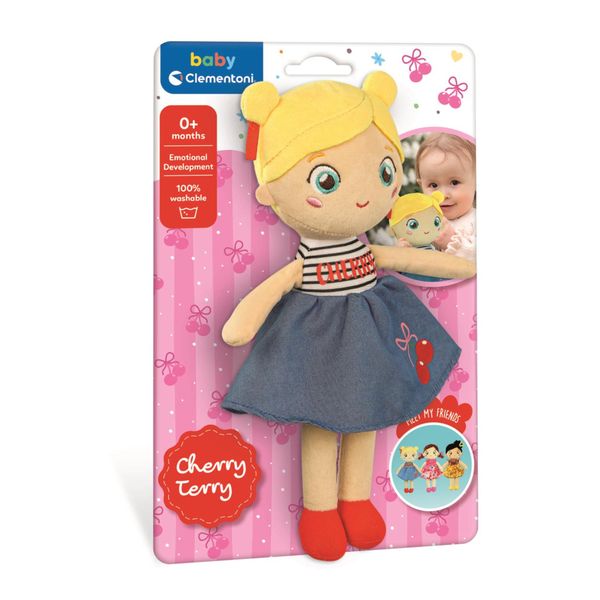 Plush soft doll blue cherry - BABY CLEMENTONI