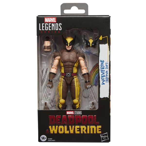Hasbro, marvel legends series, wolverine (costume marrone) – idea regalo, action figure collezionabile da 15 cm - Avengers