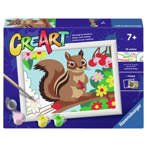 Ravensburger - creart serie e: scoiattolo vivace, dipingere con i numeri per bambini 7+ anni - CREART, RAVENSBURGER