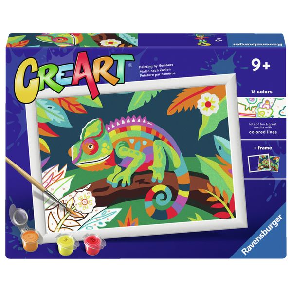 Ravensburger -  creart serie d - camaleonte variopinto, dipingere con i numeri per bambini 9+ anni - CREART, RAVENSBURGER