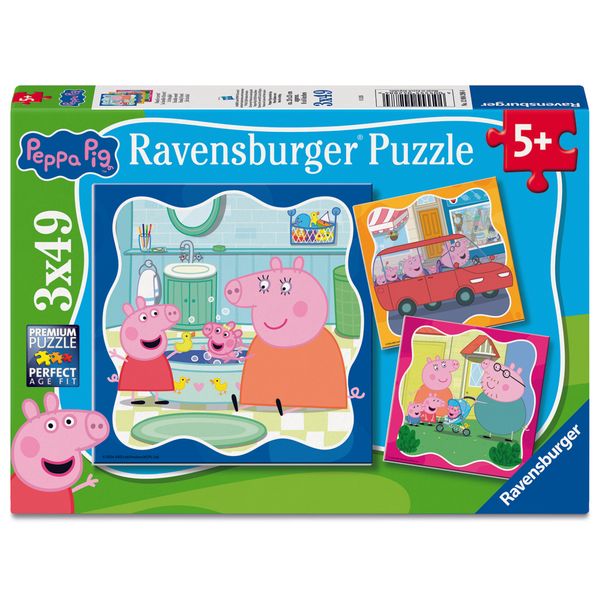 Ravensburger - peppa pig 3 x 49 pezzi, bambini 5 anni - PEPPA PIG, RAVENSBURGER