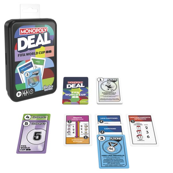 Monopoly deal fifa world cup – gioco da tavolo per famiglie e amici, divertente e coinvolgente - MONOPOLY