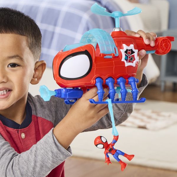 Spidey e i suoi fantastici amici, spidey team con elicottero – action figure da 7,6 cm e veicolo - SPIDEY