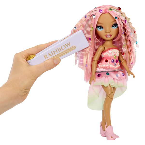 Rainbow high be dazzling - adeline rose - bambola fashion rosa da 28 cm con decori, gemme scintillanti e accessori per lo styling - Rainbow High