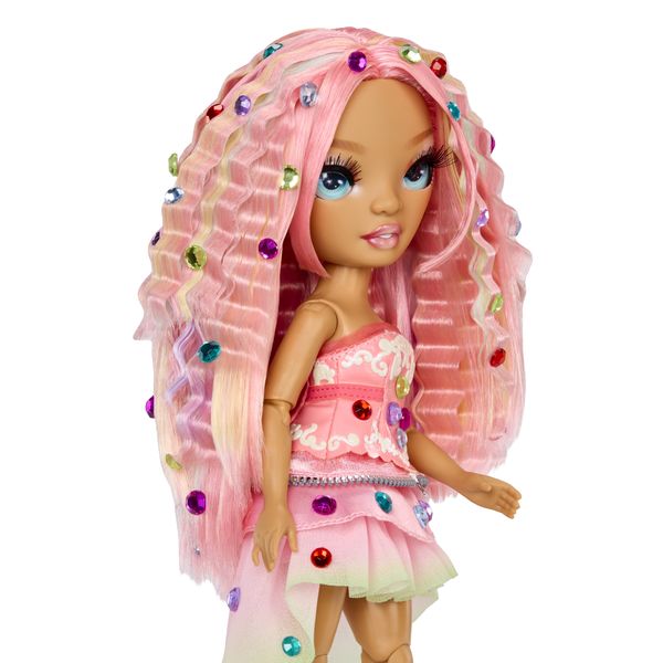 Rainbow high be dazzling - adeline rose - bambola fashion rosa da 28 cm con decori, gemme scintillanti e accessori per lo styling - Rainbow High