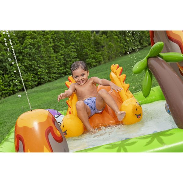 Piscina gonfiabile volcano springs 2,62 x 1,88 m scivolo vulcano con dinosauri - Bestway