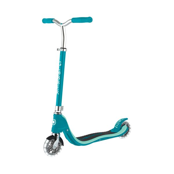 Monopattino flow 125 light teal — ruote led, manubrio regolabile, 5+ anni - GLOBBER