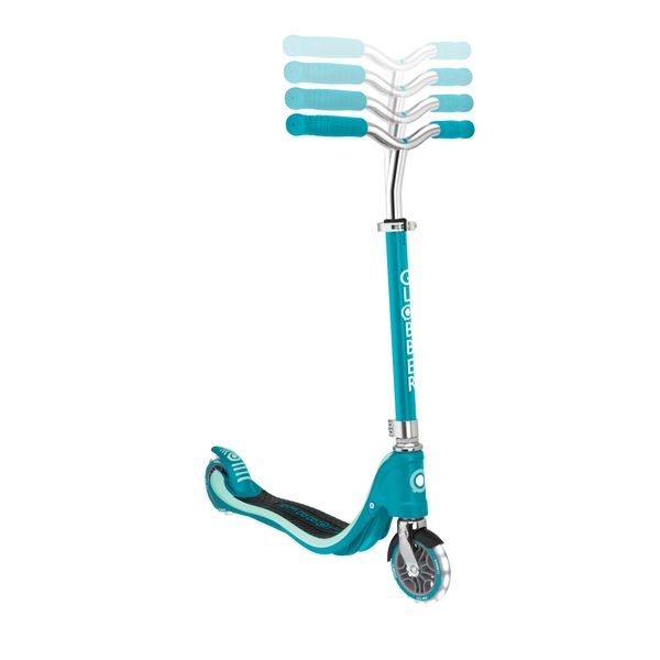 Monopattino flow 125 light teal — ruote led, manubrio regolabile, 5+ anni - GLOBBER