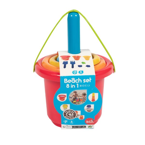 Set mare 8 in 1 per bambini con secchiello, palette e accessori da spiaggia - SUN&SPORT