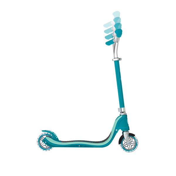 Monopattino flow 125 light teal — ruote led, manubrio regolabile, 5+ anni - GLOBBER
