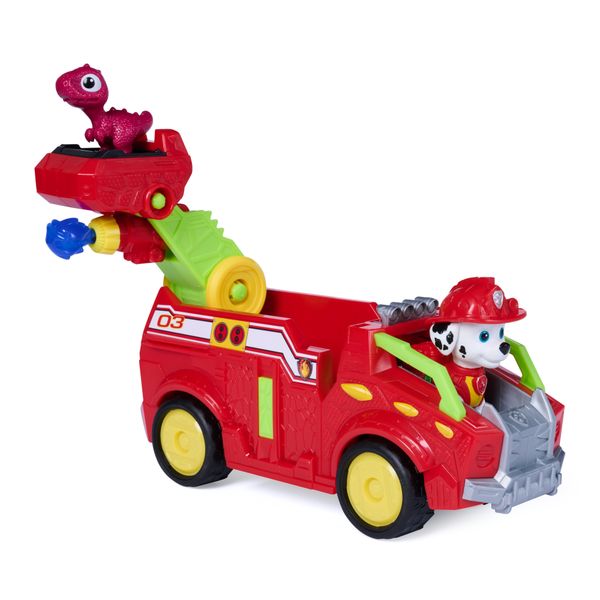 Paw patrol: the dino movie, camion dei pompieri marshall dino rescue con lanciamissili rotante a 360° con 2 action figure, dai 3 anni in su - Paw Patrol