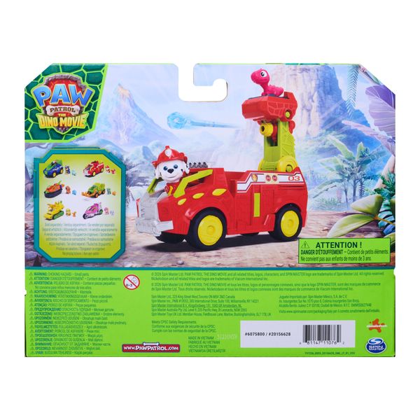 Paw patrol: the dino movie, camion dei pompieri marshall dino rescue con lanciamissili rotante a 360° con 2 action figure, dai 3 anni in su - Paw Patrol