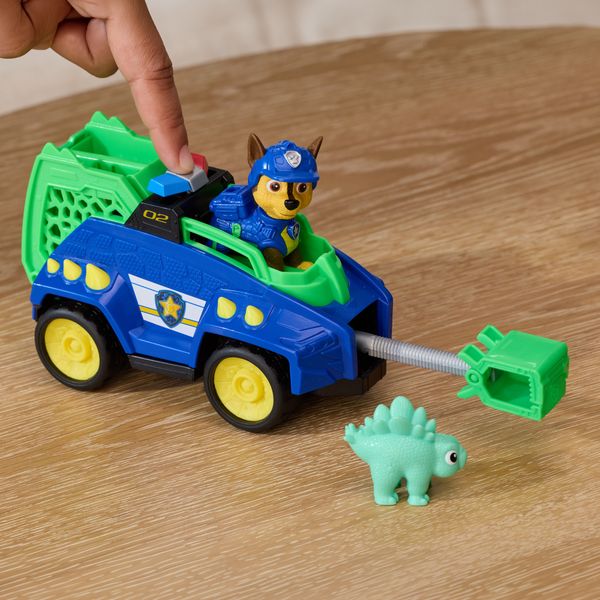 Paw patrol: the dino movie, chase dino rescue cruiser con tenaglia carica a molla e 2 action figure, giocattoli per bambine e bambini dai 3 anni in su - Paw Patrol