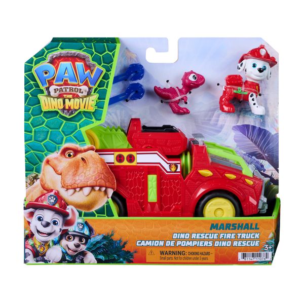 Paw patrol: the dino movie, camion dei pompieri marshall dino rescue con lanciamissili rotante a 360° con 2 action figure, dai 3 anni in su - Paw Patrol