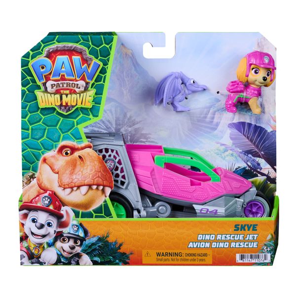 Paw patrol: the dino movie, skye dino rescue jet con ali ripiegabili e tenaglia funzionante, giocattoli per bambini e bambine dai 3 anni in su - Paw Patrol