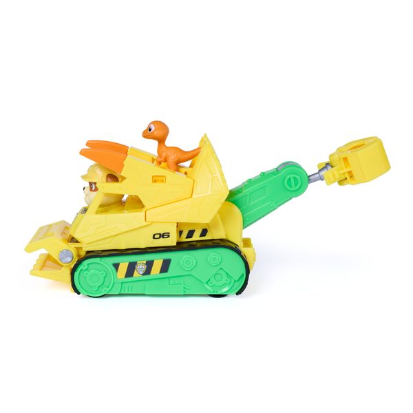 Paw patrol: the dino movie, rubble dino rescue bulldozer con azione triturante e tenaglia articolata, 2 action figure e un veicolo, dai 3 anni in su - Paw Patrol