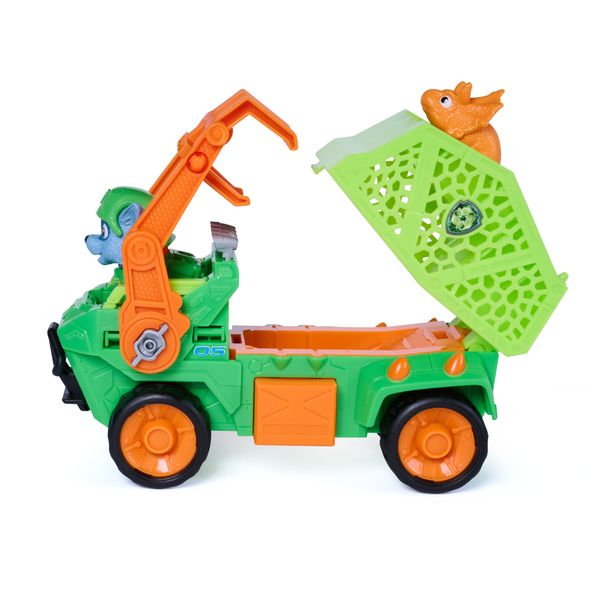 Paw patrol: the dino movie, rocky dino rescue recycler con compartimento segreto e tenaglia funzionante, 2 action figure e un veicolo, dai 3 anni - Paw Patrol