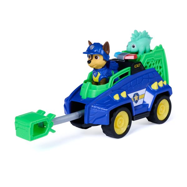 Paw patrol: the dino movie, chase dino rescue cruiser con tenaglia carica a molla e 2 action figure, giocattoli per bambine e bambini dai 3 anni in su - Paw Patrol