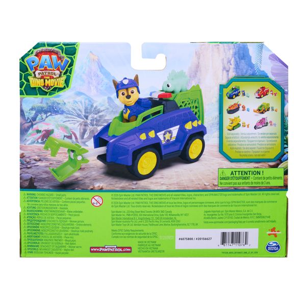 Paw patrol: the dino movie, chase dino rescue cruiser con tenaglia carica a molla e 2 action figure, giocattoli per bambine e bambini dai 3 anni in su - Paw Patrol