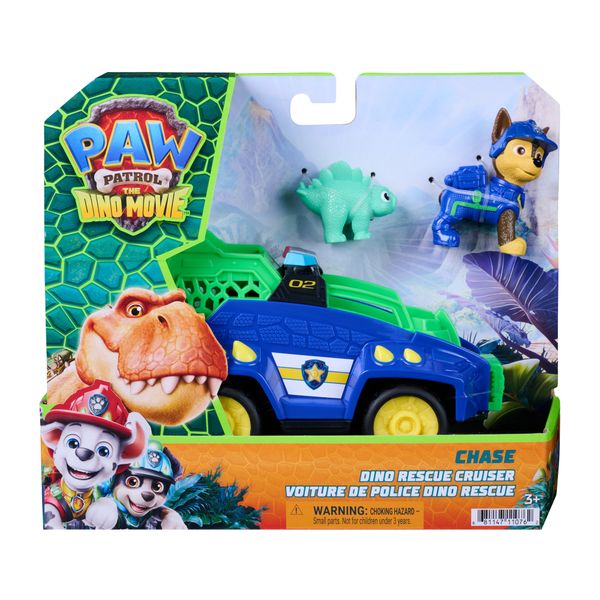 Paw patrol: the dino movie, chase dino rescue cruiser con tenaglia carica a molla e 2 action figure, giocattoli per bambine e bambini dai 3 anni in su - Paw Patrol