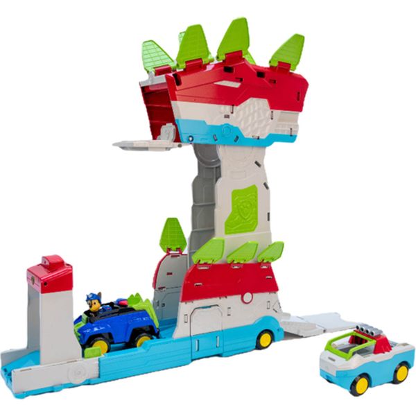 Paw patrol: the dino movie, quartier generale dino mobile trasformabile 2in1 con luci e suoni, include action figure di chase e 2 veicoli, dai 3 anni - Paw Patrol
