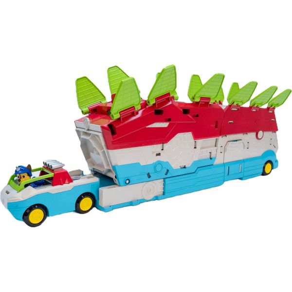 Paw patrol: the dino movie, quartier generale dino mobile trasformabile 2in1 con luci e suoni, include action figure di chase e 2 veicoli, dai 3 anni - Paw Patrol