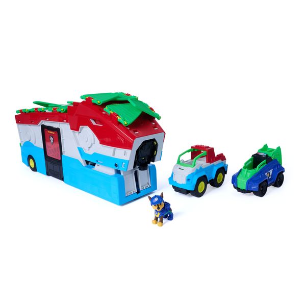 Paw patrol: the dino movie, quartier generale dino mobile trasformabile 2in1 con luci e suoni, include action figure di chase e 2 veicoli, dai 3 anni - Paw Patrol