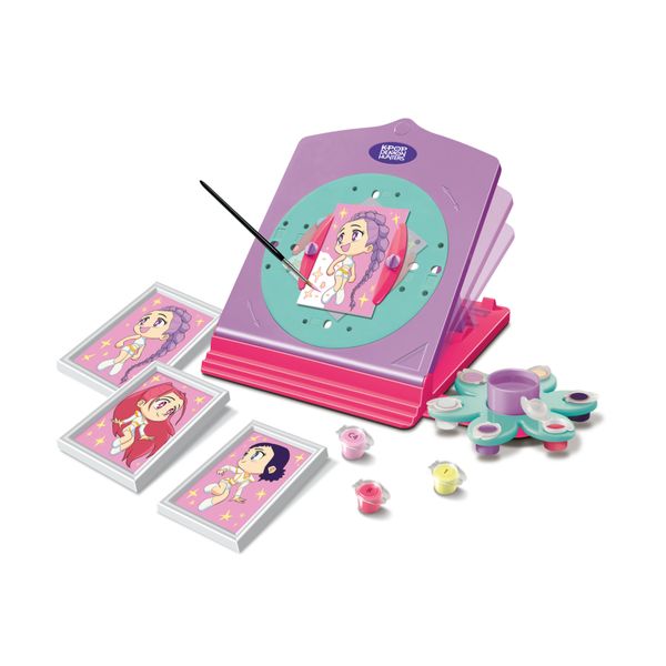 Ravensburger - creart atelier k-pop demon hunters - atelier per dipingere con i numeri 7+ anni, 3 tavole da dipingere, 9 colori acrilici e 3 cornici - NETLFIX, K-POP DEMON HUNTERS